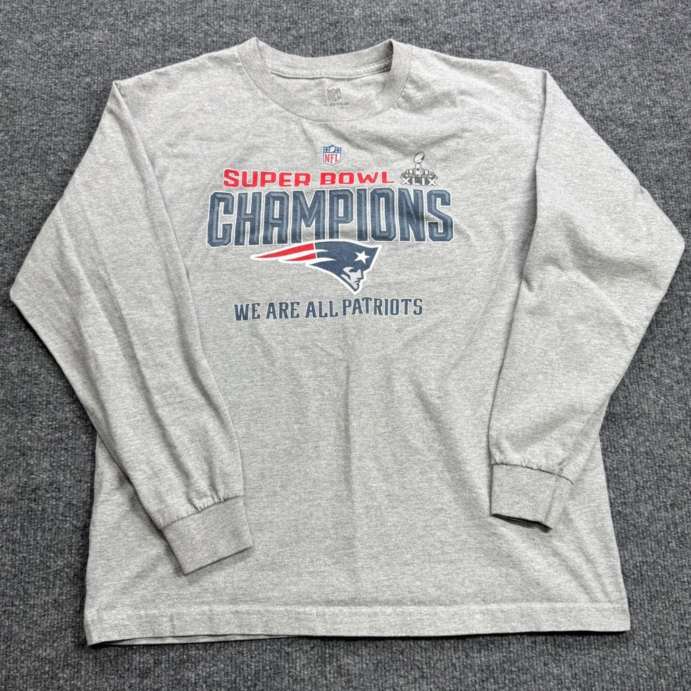 NFL New England Patriots Shirt Mens XL Gray Super Bowl XLIX Champions